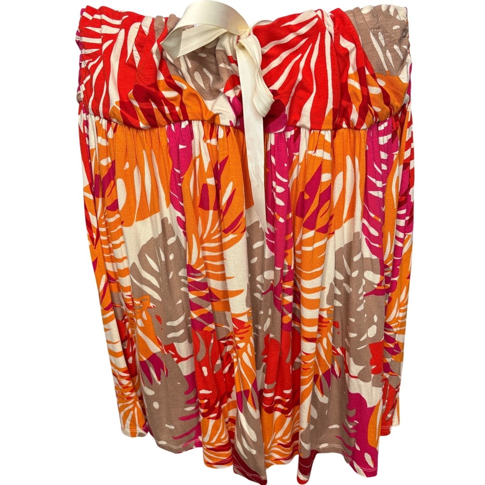 Lane Bryant Women Orange Tropical Leaf Print A-Line Skirt 22/24 Vacation Bright